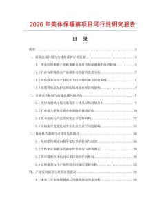 2026年美體保暖褲項目可行性研究報告
