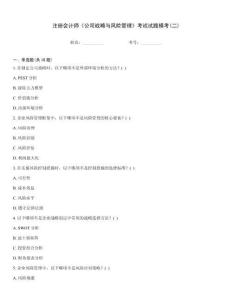 注冊會計師《公司戰略與風險管理》考試試題?？?二)