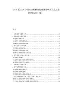 2025至2030中國(guó)油漆稀釋劑行業(yè)深度研究及發(fā)展前景投資評(píng)估分析