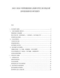 2025-2030中國智能機(jī)器人創(chuàng)新應(yīng)用行業(yè)市場分析及科技創(chuàng)新項(xiàng)目研究報(bào)告
