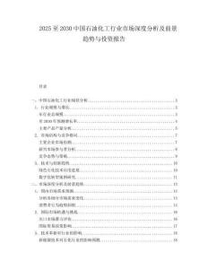 2025至2030中國(guó)石油化工行業(yè)市場(chǎng)深度分析及前景趨勢(shì)與投資報(bào)告
