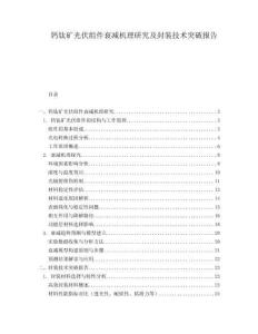 鈣鈦礦光伏組件衰減機理研究及封裝技術(shù)突破報告