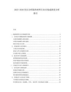 2025-2030突出分析隔熱材料行業(yè)市場成熟度分析指引