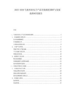 2025-2030馬來西亞電子產品市場現狀調研與發展趨勢研究報告