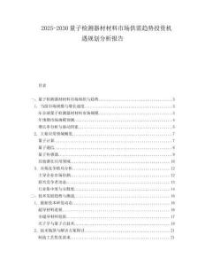 2025-2030量子檢測器材材料市場供需趨勢投資機遇規劃分析報告