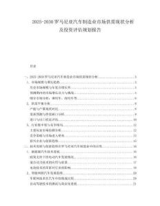 2025-2030羅馬尼亞汽車制造業(yè)市場供需現(xiàn)狀分析及投資評估規(guī)劃報(bào)告