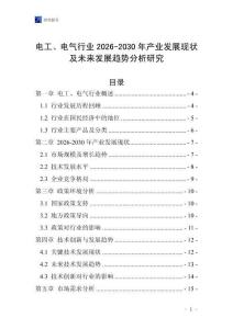 電工、電氣行業2026-2030年產業發展現狀及未來發展趨勢分析研究
