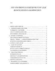 2025-2030物聯網行業市場穿透率提升分析與發展路徑研究及投資組合動態調整研究報告