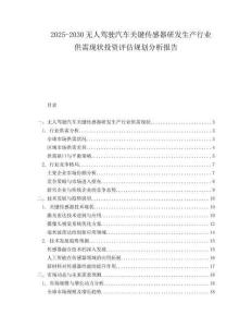 2025-2030無人駕駛汽車關鍵傳感器研發生產行業供需現狀投資評估規劃分析報告