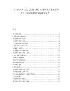 2025-2030文化【行業名稱】市場供需發展策略分析及投資評估規劃分析研究報告