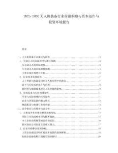 2025-2030無人機裝備行業前沿洞察與資本運作與投資環境報告