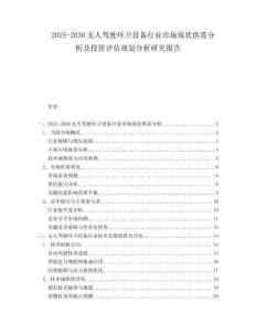 2025-2030無人駕駛環(huán)衛(wèi)設備行業(yè)市場現(xiàn)狀供需分析及投資評估規(guī)劃分析研究報告