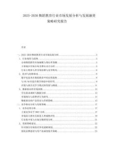 2025-2030舞蹈教育行業(yè)市場(chǎng)發(fā)展分析與發(fā)展融資策略研究報(bào)告