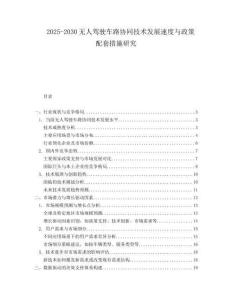 2025-2030無人駕駛車路協(xié)同技術(shù)發(fā)展速度與政策配套措施研究