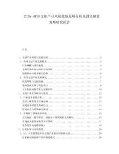 2025-2030文創產業風險投資發展分析及投資融資策略研究報告
