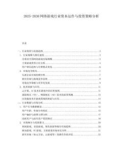 2025-2030網(wǎng)絡(luò)游戲行業(yè)資本運作與投資策略分析