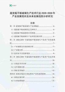 超寬幅平板玻璃生產技術行業2026-2030年產業發展現狀及未來發展趨勢分析研究