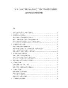 2025-2030無線充電式電動工具產品市場競爭現狀及應用前景研究分析