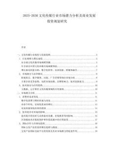 2025-2030文化傳媒行業市場潛力分析及商業發展投資規劃研究