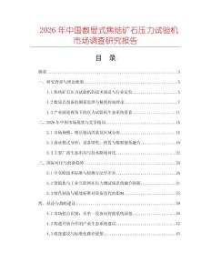 2026年中國數顯式焦結礦石壓力試驗機市場調查研究報告