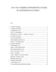 2025-2030中國超耐沖擊特種玻璃纖維行業市場現狀與發展規劃投資評估分析報告