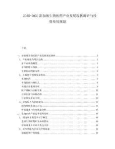 2025-2030新加坡生物醫(yī)藥產(chǎn)業(yè)發(fā)展現(xiàn)狀調研與投資布局規(guī)劃