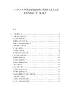 2025-2030中國玻璃陶瓷行業市場全面探索及競爭態勢與制造工藝分析報告