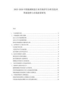 2025-2030中國玻璃制造行業(yè)市場詳盡分析及技術(shù)革新趨勢與市場前景研究