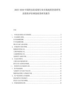 2025-2030中國的安防系統(tǒng)行業(yè)市場現(xiàn)狀供需研究及投資評估規(guī)劃前景研究報告