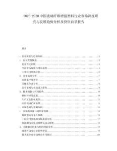 2025-2030中國玻璃纖維增強(qiáng)塑料行業(yè)市場深度研究與發(fā)展趨勢分析及投資前景報(bào)告