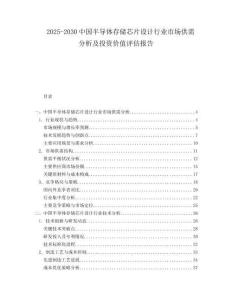 2025-2030中國半導體存儲芯片設計行業市場供需分析及投資價值評估報告