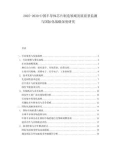 2025-2030中國半導體芯片制造領(lǐng)域發(fā)展前景監(jiān)測與國際化戰(zhàn)略深度研究