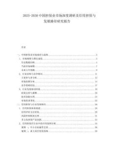 2025-2030中國擔保業市場深度調研及信用擔保與發展路徑研究報告