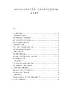 2025-2030中國餐飲服務行業客流分析及收益評估發展報告