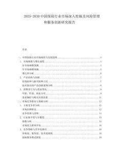 2025-2030中國保險行業市場深入挖掘及風險管理和服務創新研究報告