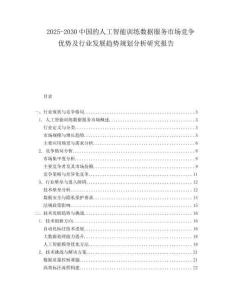 2025-2030中國的人工智能訓(xùn)練數(shù)據(jù)服務(wù)市場競爭優(yōu)勢及行業(yè)發(fā)展趨勢規(guī)劃分析研究報(bào)告