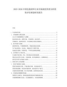 2025-2030中國包裝材料行業市場現狀供需分析投資評估規劃研究報告