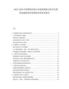2025-2030中國保險科技行業創新現狀分析及互聯網金融投資前景規劃分析研究報告