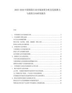 2025-2030中國保險行業市場深度分析及發展潛力與投資方向研究報告