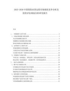 2025-2030中國保險業貨運險市場現狀競爭分析及投資評估規劃分析研究報告