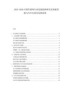 2025-2030中國(guó)車聯(lián)網(wǎng)行業(yè)發(fā)展趨勢(shì)研究及智能駕駛與汽車信息化發(fā)展前景