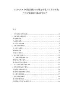 2025-2030中國安防行業(yè)市場競爭格局供需分析及投資評估規(guī)劃分析研究報告