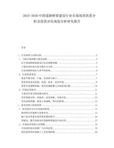 2025-2030中國道路橋梁建設行業市場現狀供需分析及投資評估規劃分析研究報告