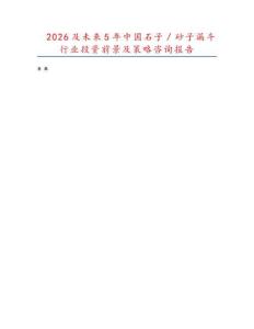 2026及未來(lái)5年中國(guó)石子／砂子漏斗行業(yè)投資前景及策略咨詢(xún)報(bào)告