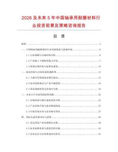 2026及未來5年中國軸承用耐磨材料行業(yè)投資前景及策略咨詢報(bào)告