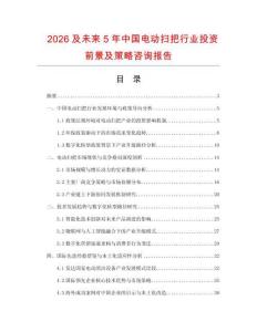 2026及未來5年中國電動掃把行業(yè)投資前景及策略咨詢報告