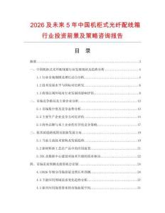 2026及未來5年中國機(jī)柜式光纖配線箱行業(yè)投資前景及策略咨詢報(bào)告