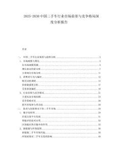 2025-2030中國二手車行業市場前景與競爭格局深度分析報告