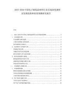 2025-2030中國電子耐低溫材料行業市場深度調研及發展趨勢和前景預測研究報告