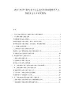 2025-2030中國電子和信息技術(shù)行業(yè)市場現(xiàn)狀人工智能規(guī)劃分析研究報(bào)告